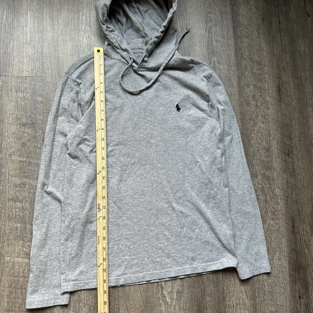 Polo Ralph Lauren Gray Cotton Jersey Hoodie Hooded Drawstring Logo Size XS EXC++